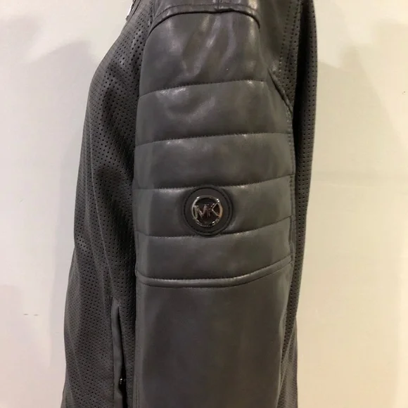 Michael Kors Perforated Vegan Leather Moto Jacket - Picture 5 of 6